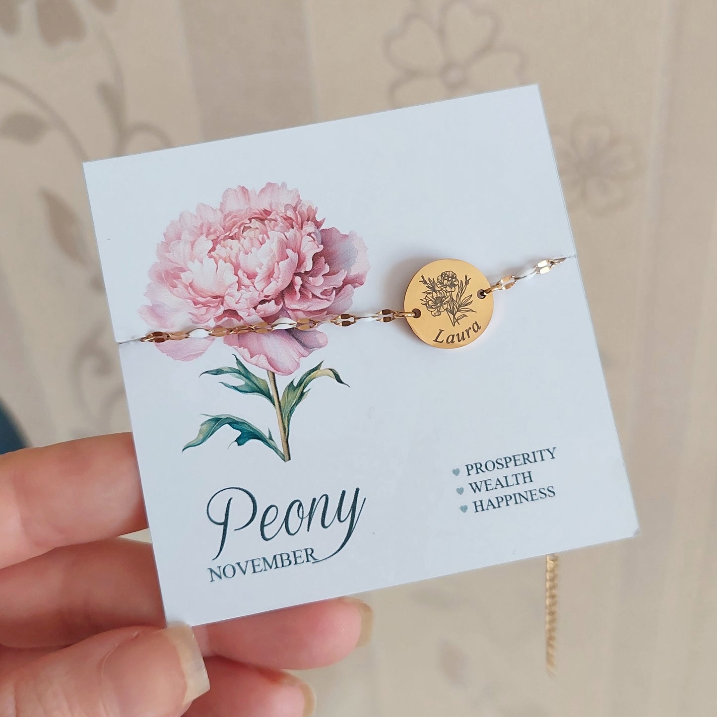 Personalizēta mēneša zieda rokassprādze