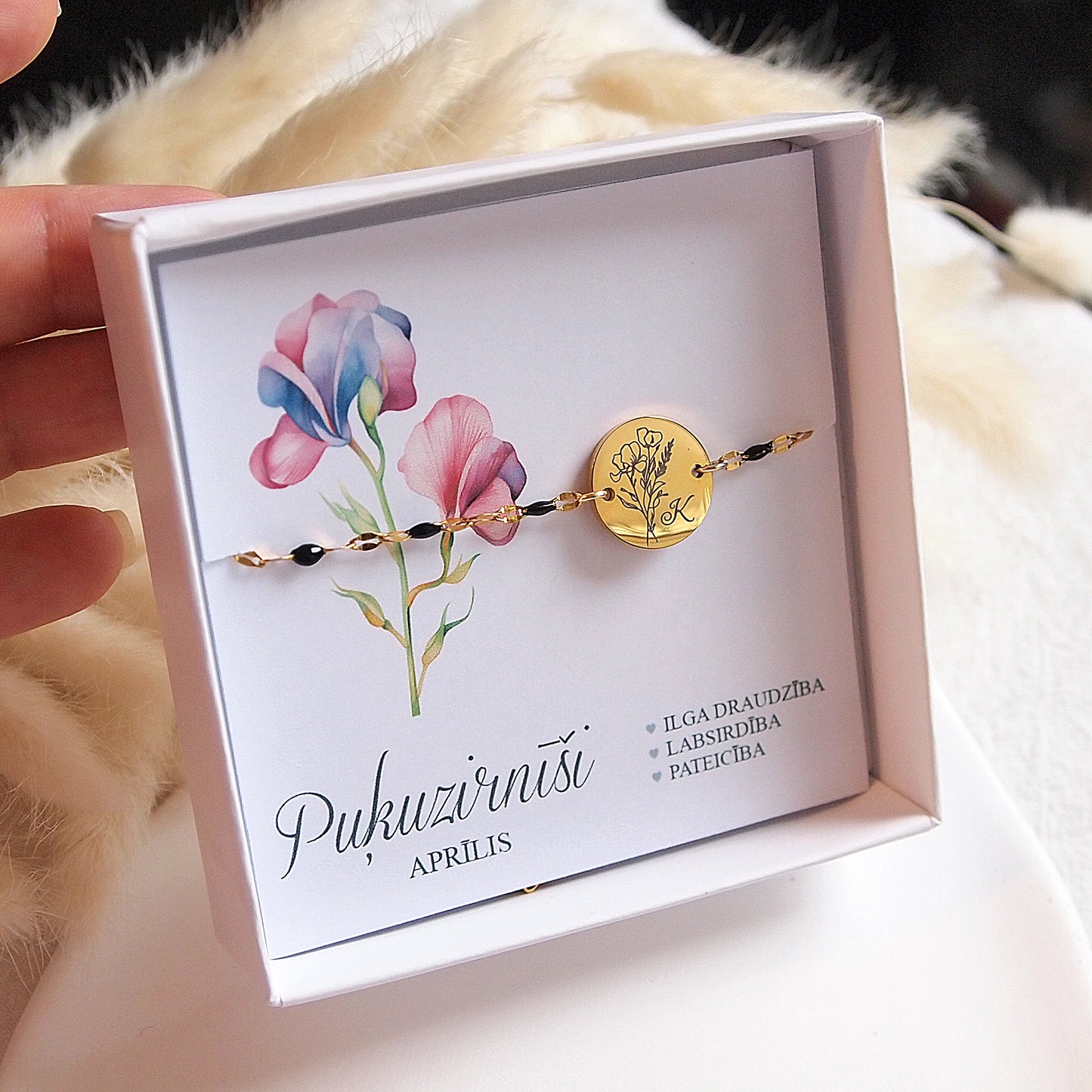 Personalizēta mēneša zieda rokassprādze
