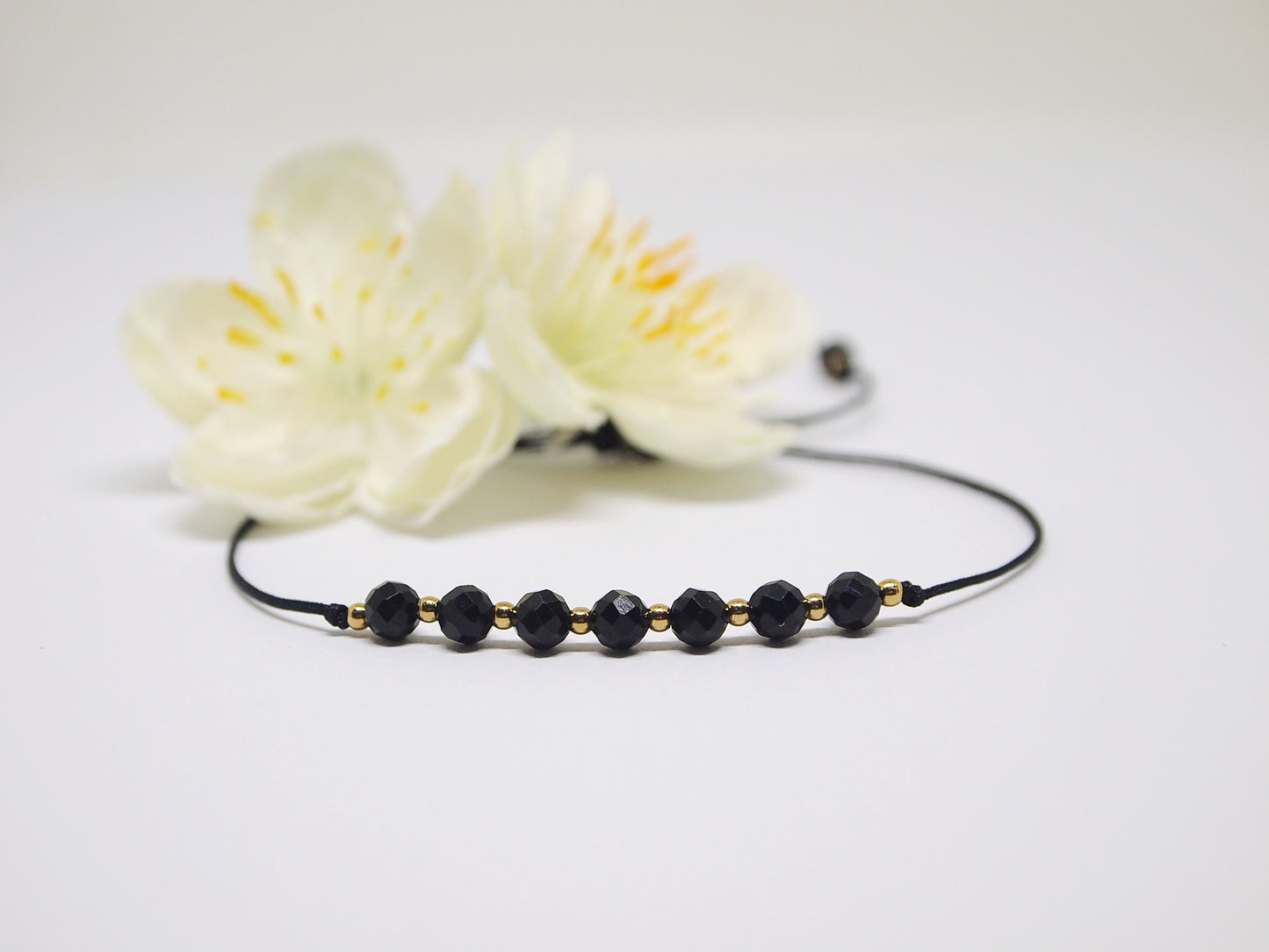 beaded black tourmaline bracelet, dainty jewelry