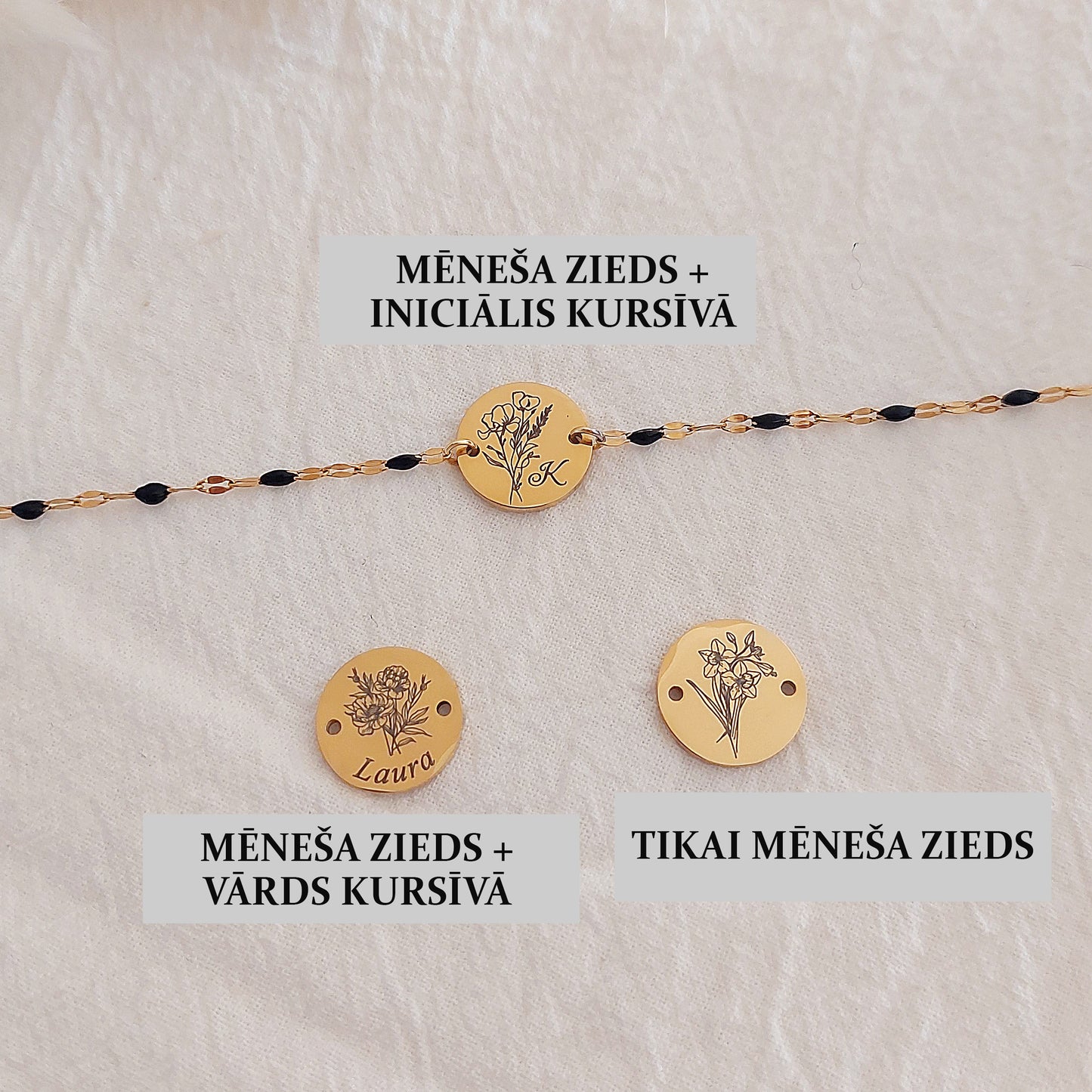 Personalizēta mēneša zieda rokassprādze