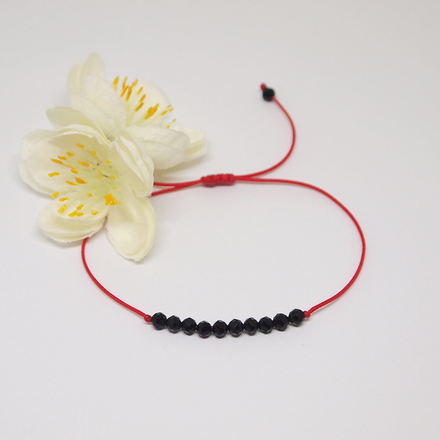 Black tourmaline protection bracelet on red string