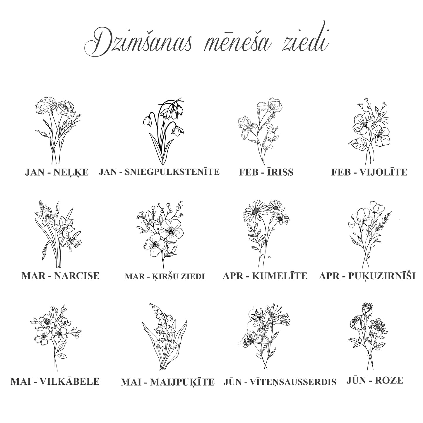 Personalizēta mēneša zieda rokassprādze