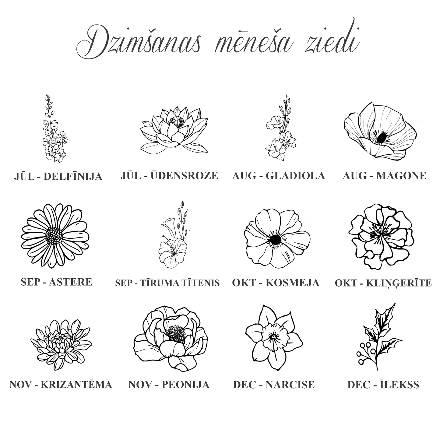 Mēneša ziedu un melnā turmalīna kaklarota