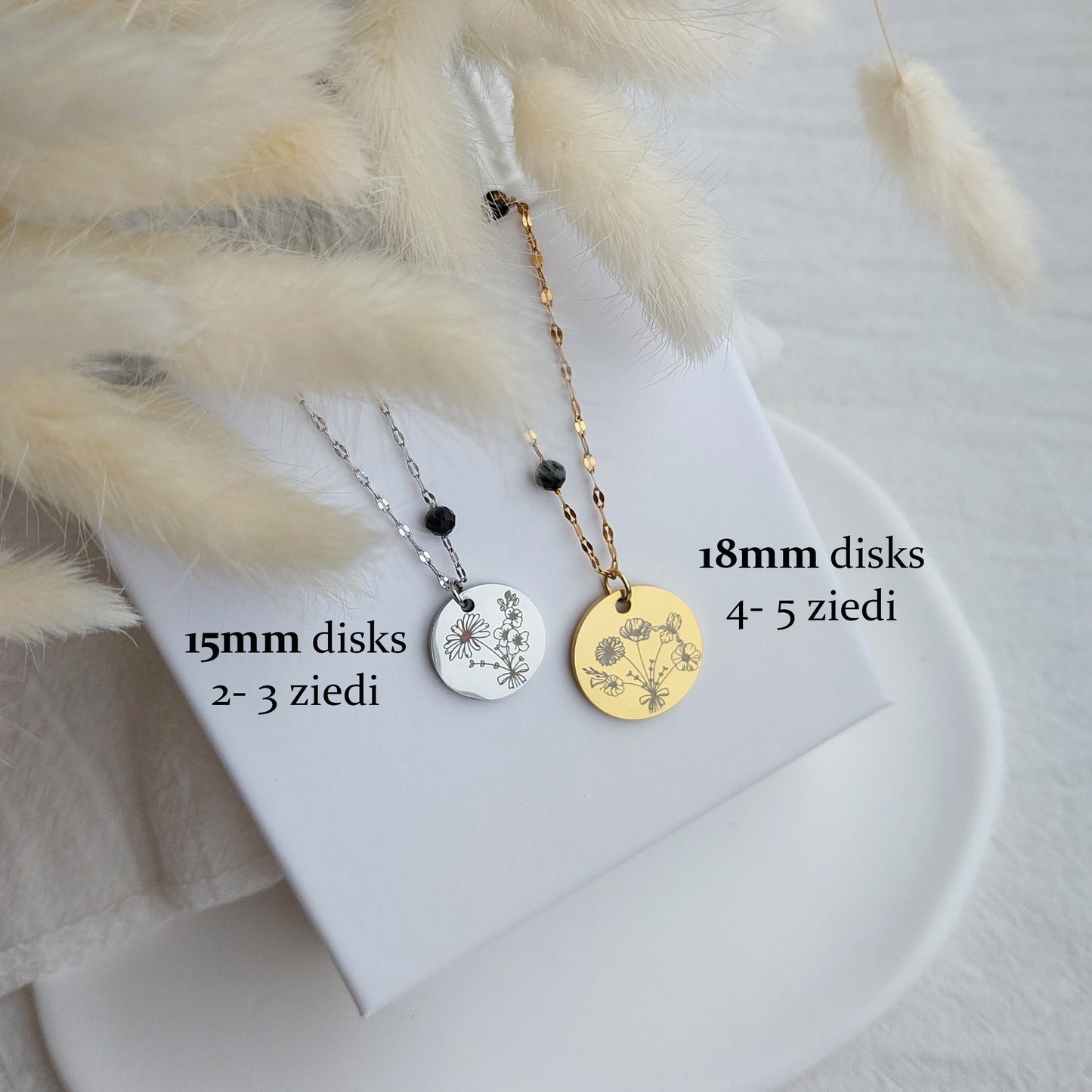 personalizēta bērnu mēnešu ziedu kaklarota mammai vai vecmāmiņai