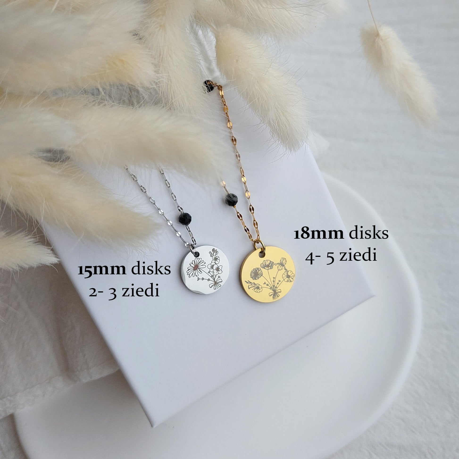 personalizēta bērnu mēnešu ziedu kaklarota mammai vai vecmāmiņai