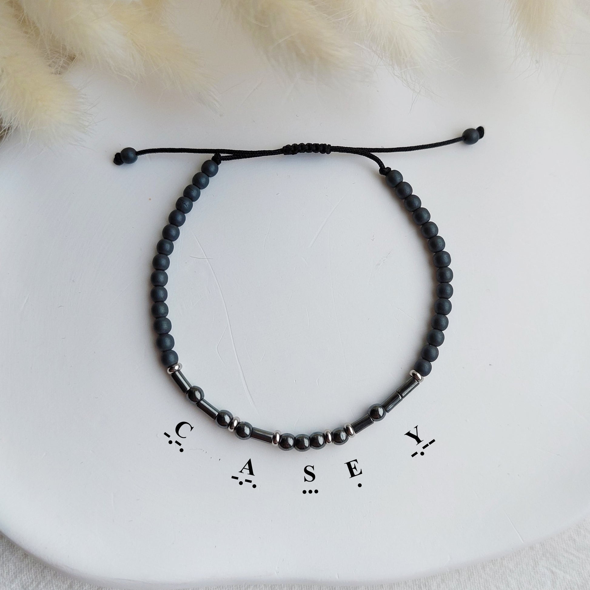 morzes koda rokassprādze ar vārdu, dāvana vīram vai draugam