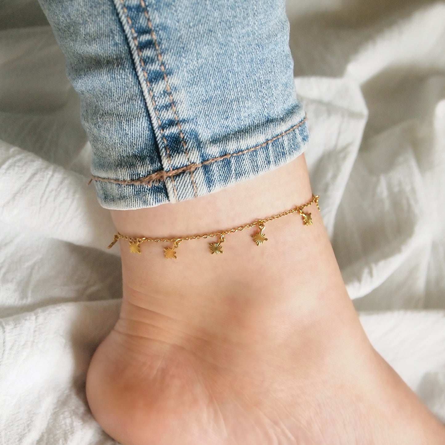 dainty gold plated anklet for woman