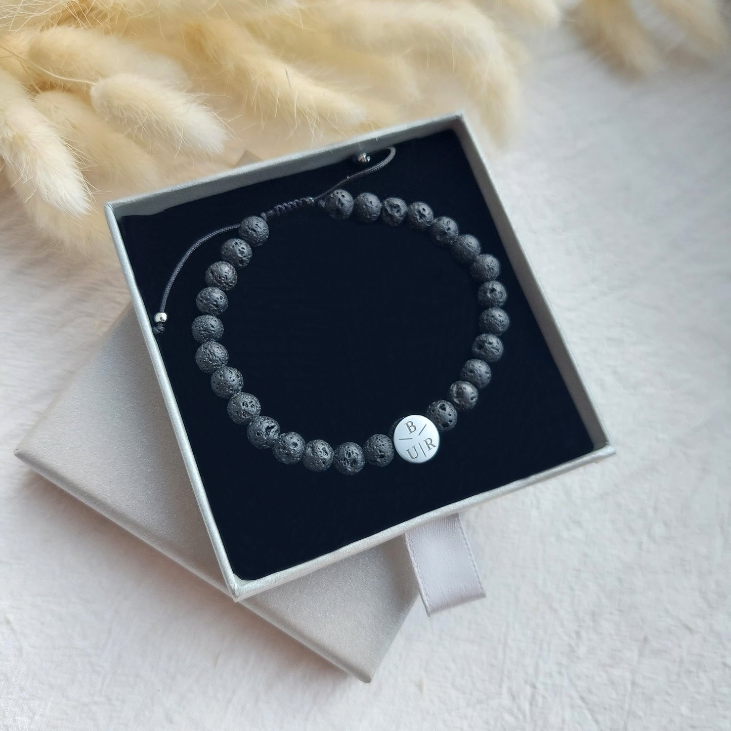 vīriešu lavas rokassprādze, personalizēta dāvana tēvam vai vectētim