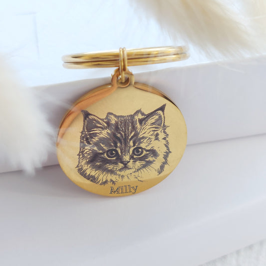 personalizēts atslēgu piekariņš ar dzīvnieka attēla gravējumu