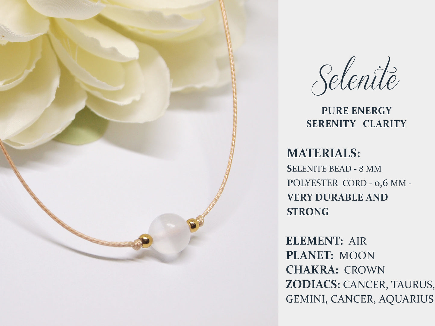 minimalist selenite gemstone necklace, crown chakra choker