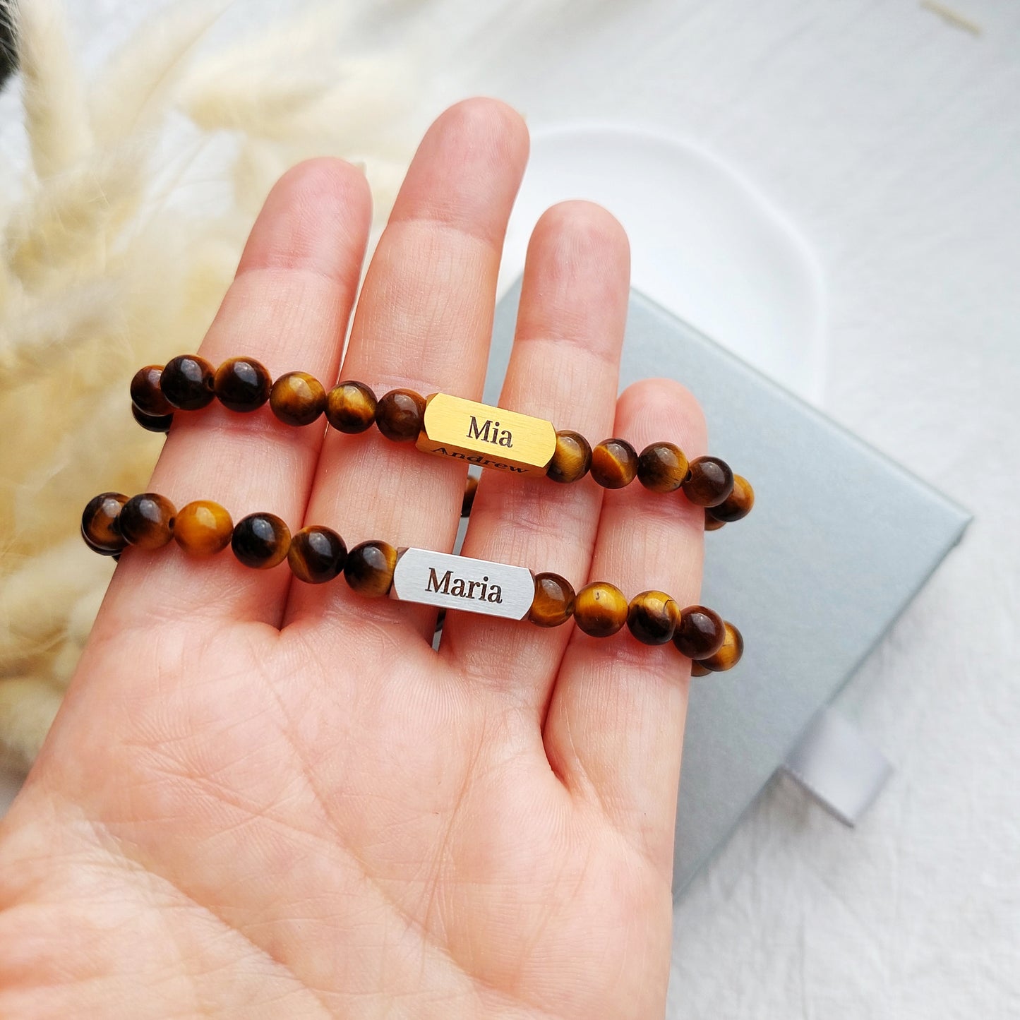 vīriešu tīģeracs rokassprādze ar vārdiem, lieliska dāvana tēvam