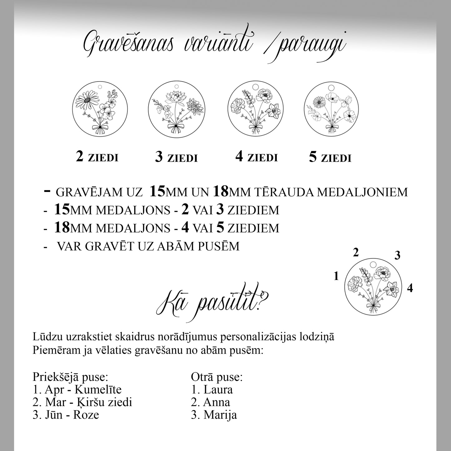 Mēneša ziedu un melnā turmalīna kaklarota