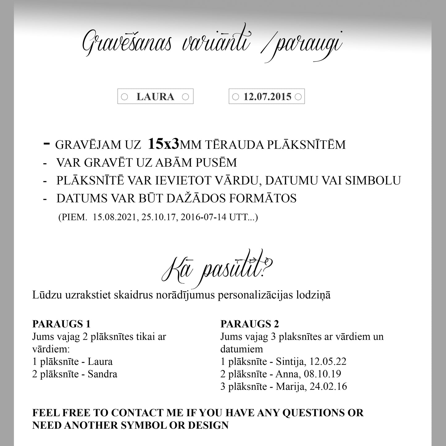 Kaklarota ar ģimenes vai bērnu vārdiem