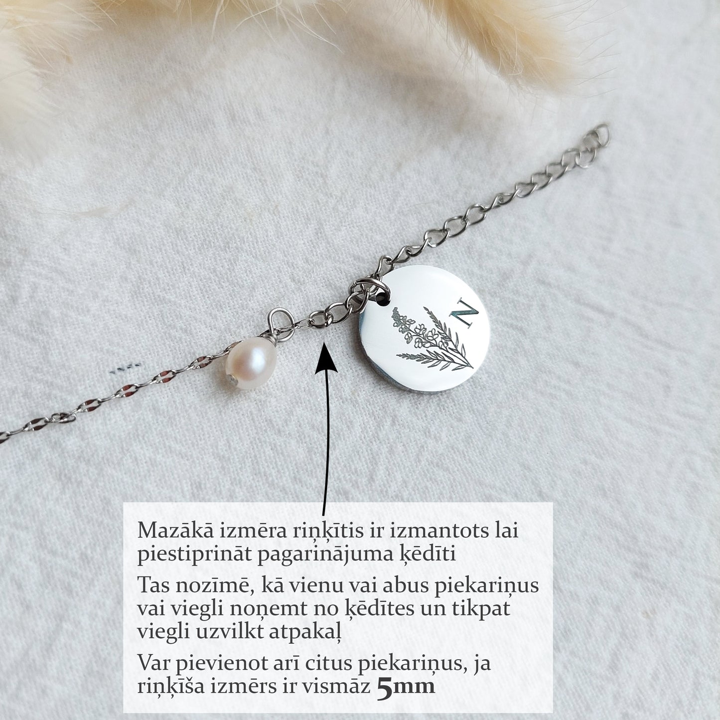 Personalizēta mēneša zieda kaklarota ar dabīgo pērli